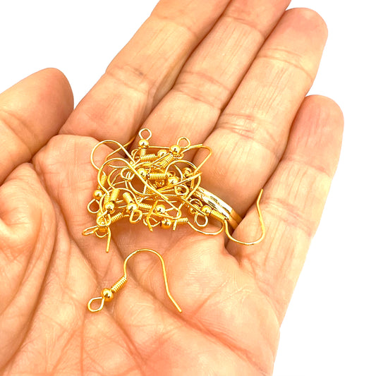 Gold Plated Earring Hooks - Pack of 20 (10 Pairs)