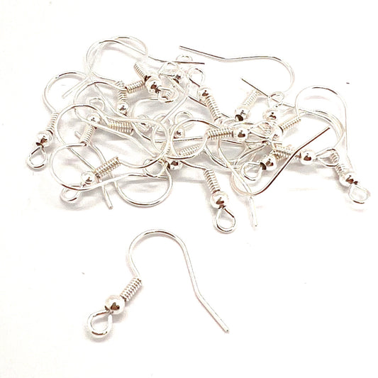 Silver Plated Earring Hooks - Pack of 20 (10 Pairs)