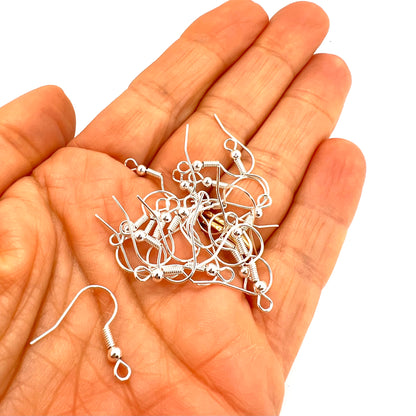Silver Plated Earring Hooks - Pack of 20 (10 Pairs)