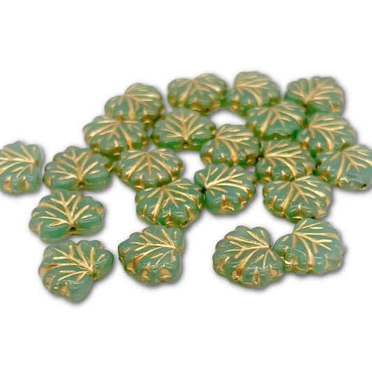 13x11mm Maple Leaf Beads - Pack of 10 - Sage Copper Wash