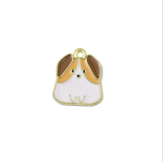 Gold Plated Enamel Dog Charm - 20x15mm - Beagle