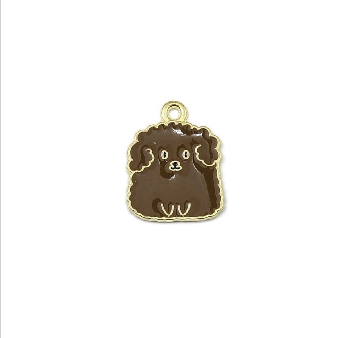 Gold Plated Enamel Dog Charm - 20x15mm - Poodle