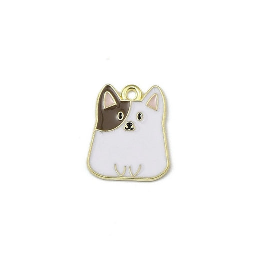 Gold Plated Enamel Dog Charm - 20x15mm - Jack Russel