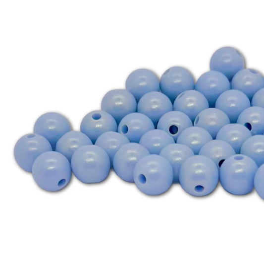 8mm Acrylic Shimmer Pearl Beads - Pack of 50 - Pastel Blue