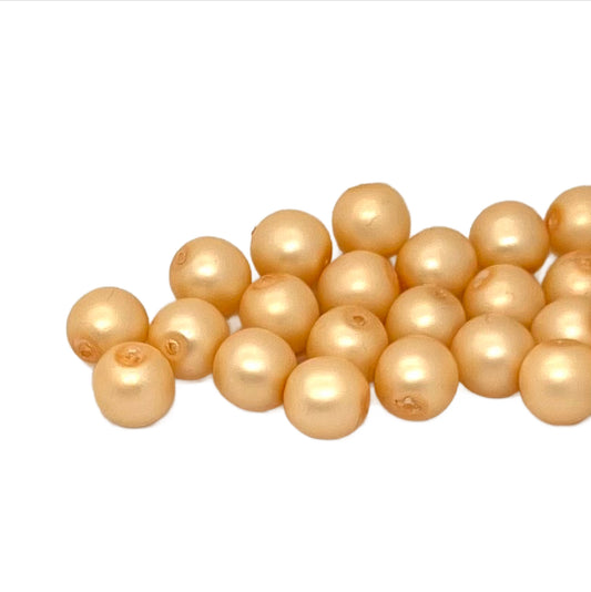 8mm Czech Round Glass Pearl Pack of 25 – 70514 – Frosted Cream
