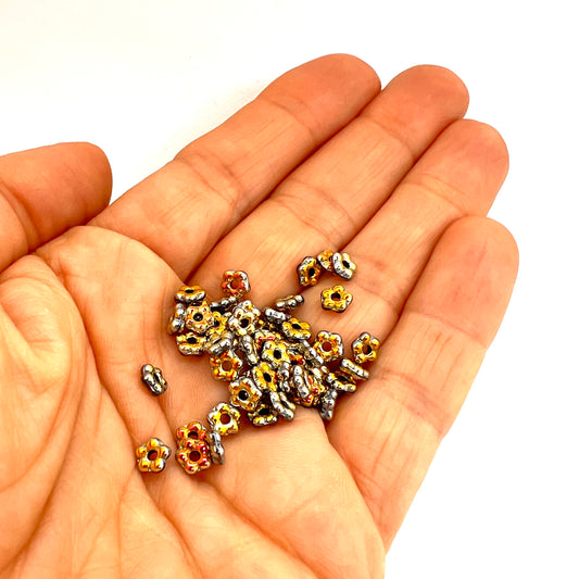 5mm Czech Glass Flower Beads - Pack of 50 - Jet Full Marea