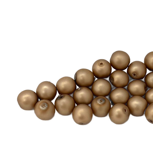 8mm Czech Round Glass Pearl Pack of 25 – 70516 – Frosted Almond