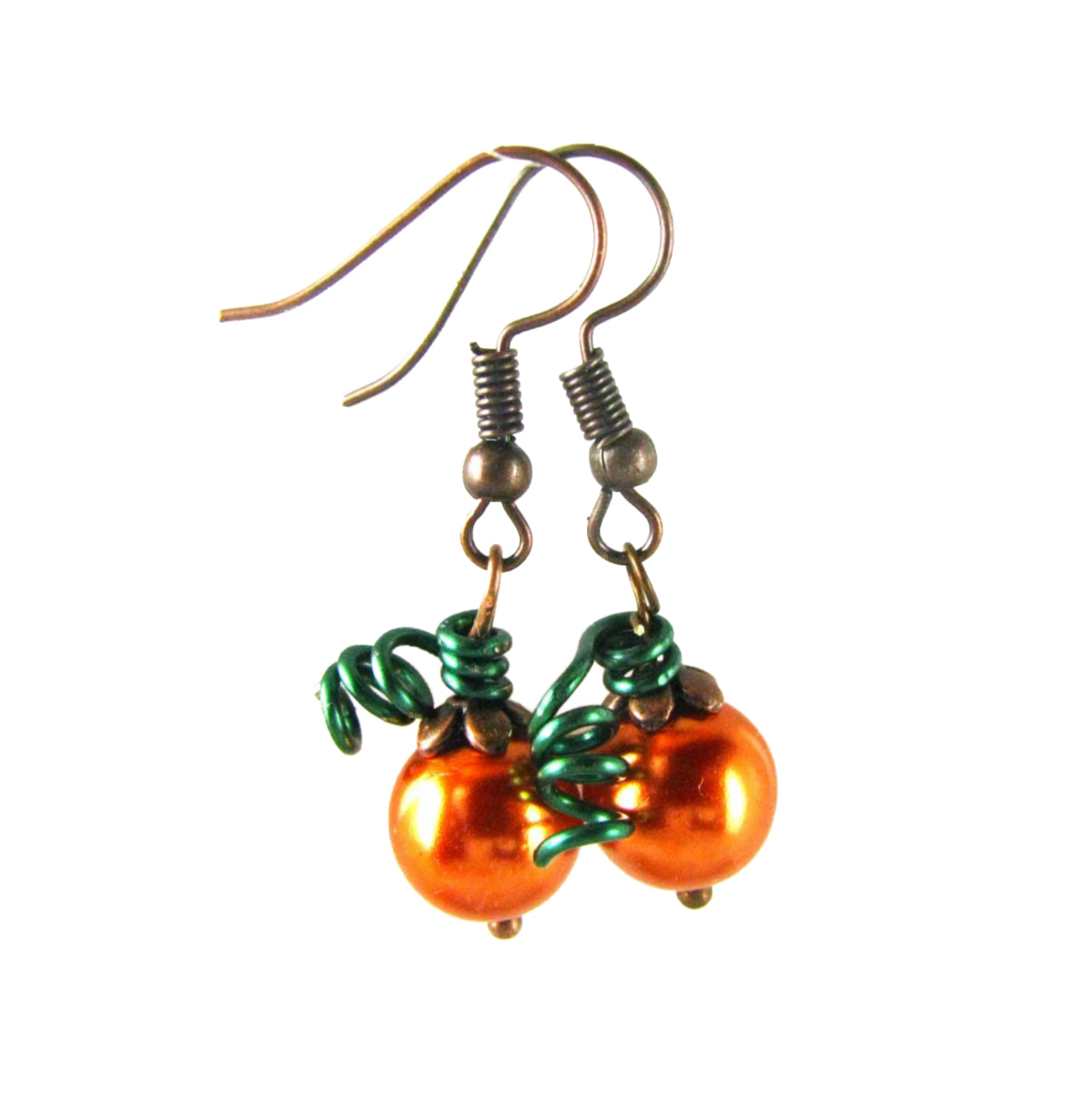 Pumpkin Pearl Earring Pattern - Instant Download or Printed Copy