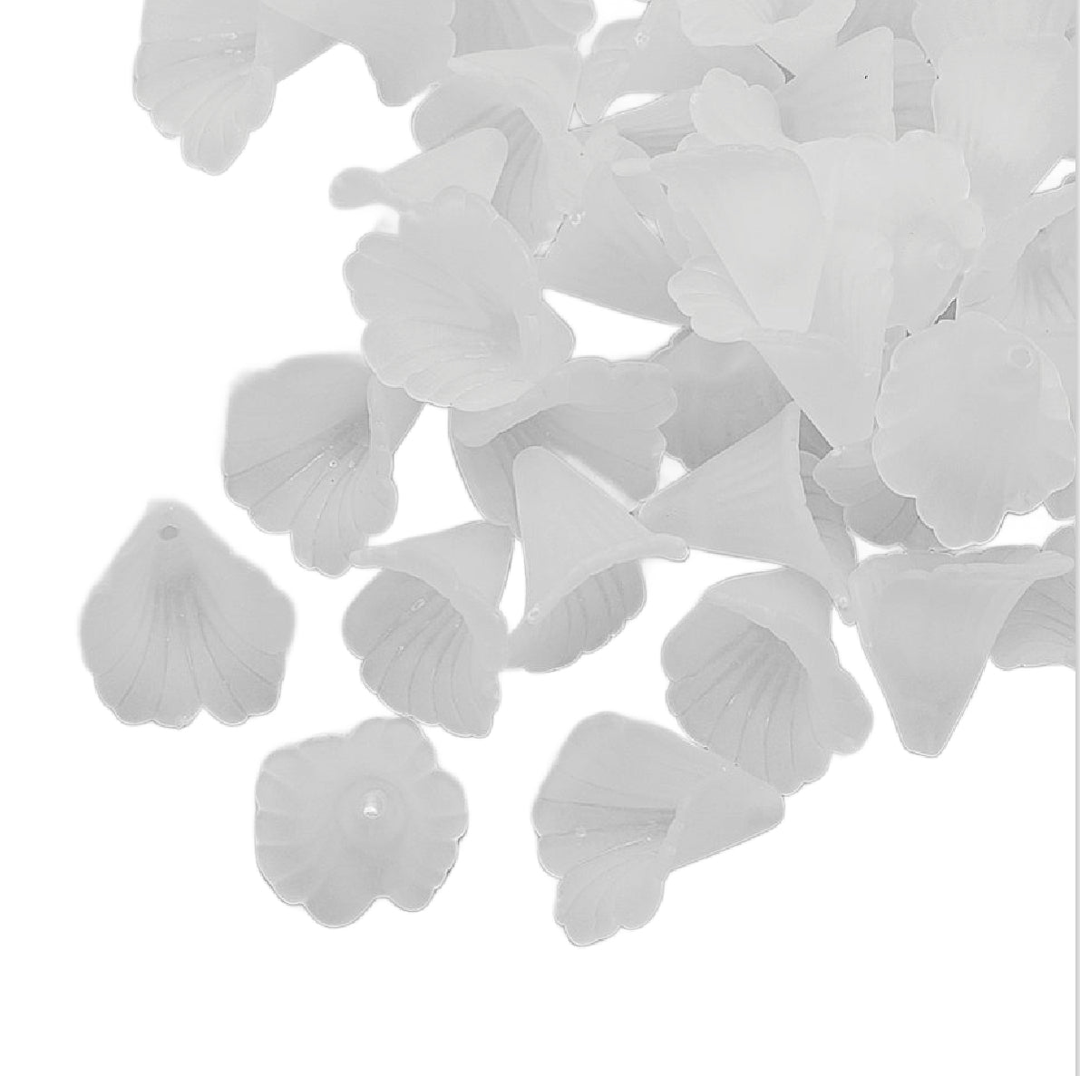 White Frosted Lily Flower Bead 20x19mm – Pack of 10