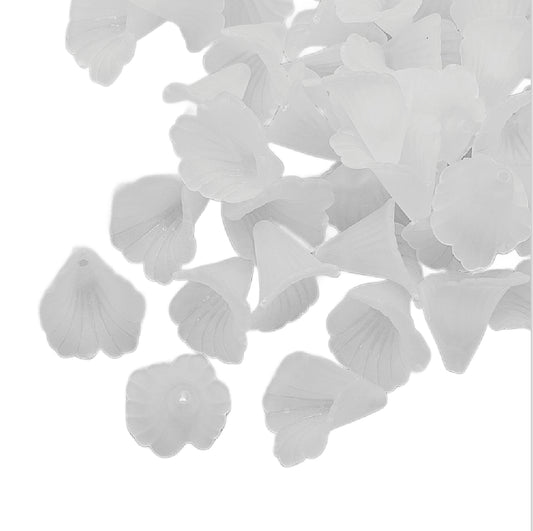 White Frosted Lily Flower Bead 20x19mm – Pack of 10