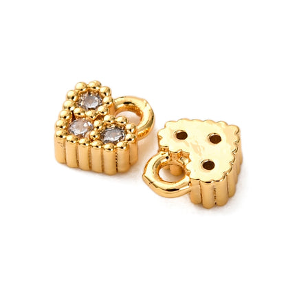 18k Gold Plated Cubic Zirconia Tiny Heart Charm - 6mm - Pack of 2