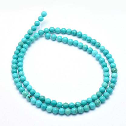 4mm Turquoise Howlite Round Bead Strand - Approx 95 Beads