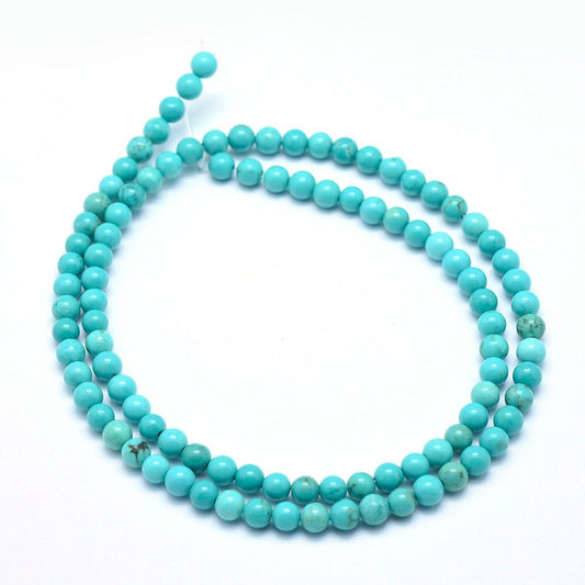 4mm Turquoise Howlite Round Bead Strand - Approx 95 Beads
