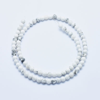 4mm White Howlite Round Bead Strand - Approx 95 Beads