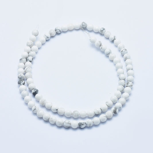 4mm White Howlite Round Bead Strand - Approx 95 Beads