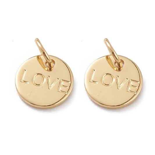 18k Gold Plated Message Charm - Love - 8mm - Pack of 2