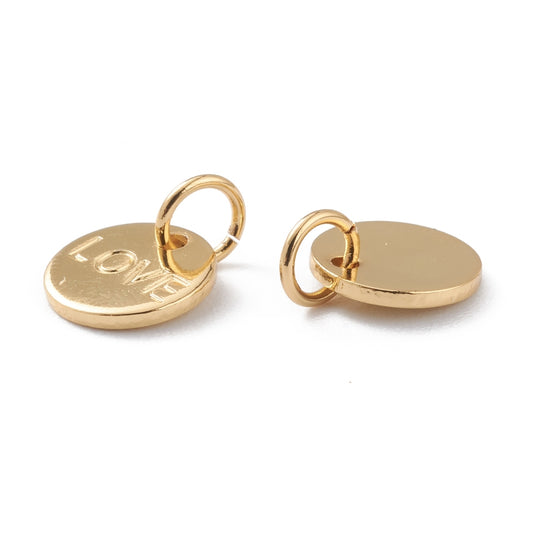 18k Gold Plated Message Charm - Love - 8mm - Pack of 2