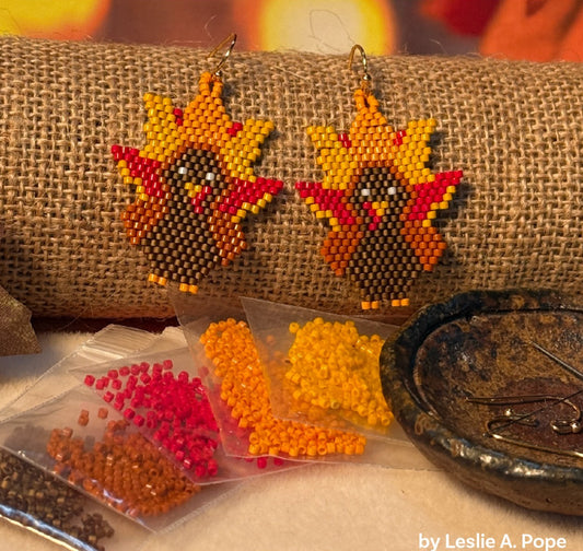 'Tom Turkey' Beaded Christmas Earrings Kit