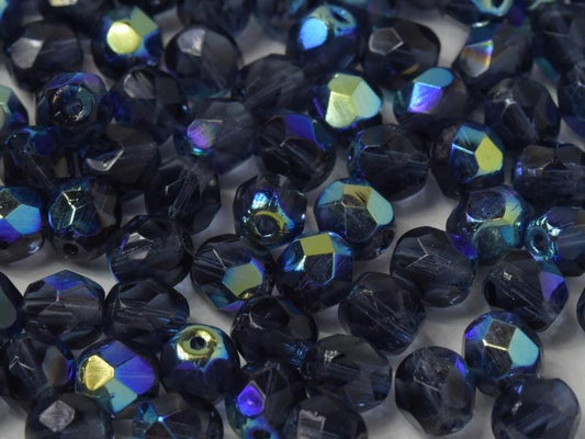 6mm Czech Fire Polish – 30330/28701 – Montana Blue AB x 100