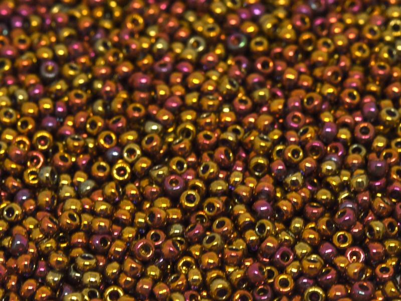 11/0 Miyuki Seed Beads - 25g Bag – Transparent Tea Berry Gold Iris  – Colour 2449