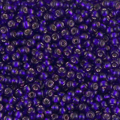 8/0 Miyuki Seed Beads - 25g Bag – Dyed Silver Lined Dk Violet - Colour 1427