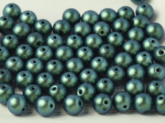 6mm Czech Round Glass - Pack of 50 – 23980/94104 – Polychrome Mint Chocolate