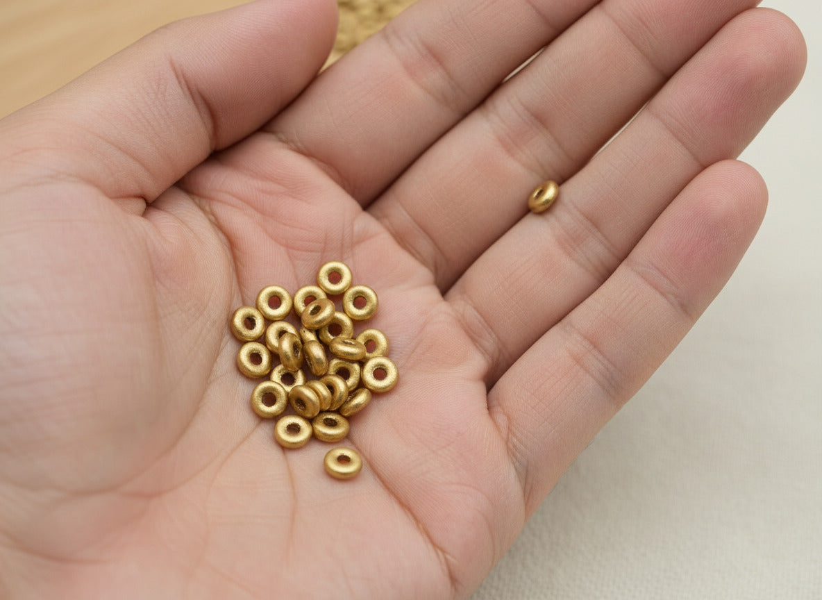 O Beads 3.8x1mm – 5g Bag – Light Gold Matte