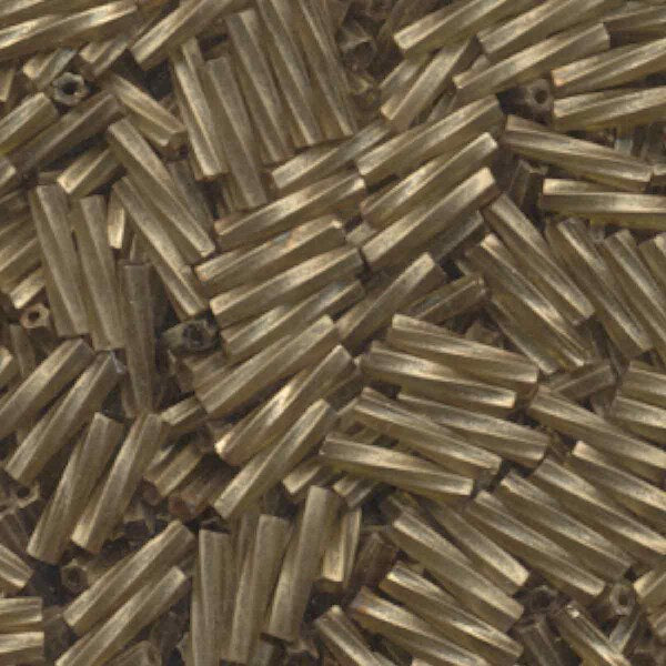 6x2mm Twisted Miyuki Bugle Beads 13g – Gold Antiqued Matte Tr Chartreuse