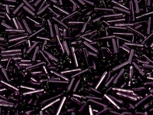 6mm Miyuki Bugle Beads 10g – Silver Lined Dark Amethyst - 13