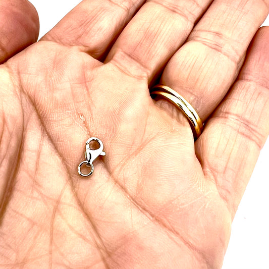 9.5mm Rhodium  Plated  Sterling Silver Lobster Clasp