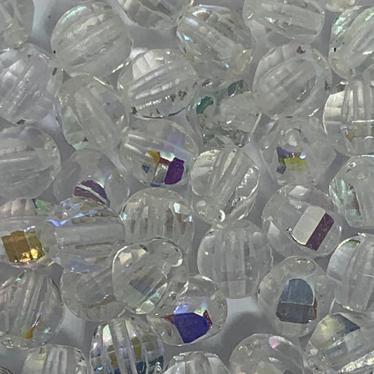 7mm Czech Round Fire Polish Beads - Crystal AB - Pack of 20