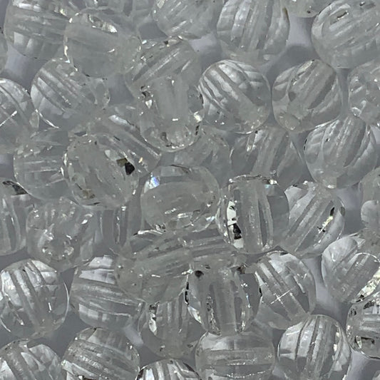 7mm Czech Round Fire Polish Beads - Crystal - Pack of 20