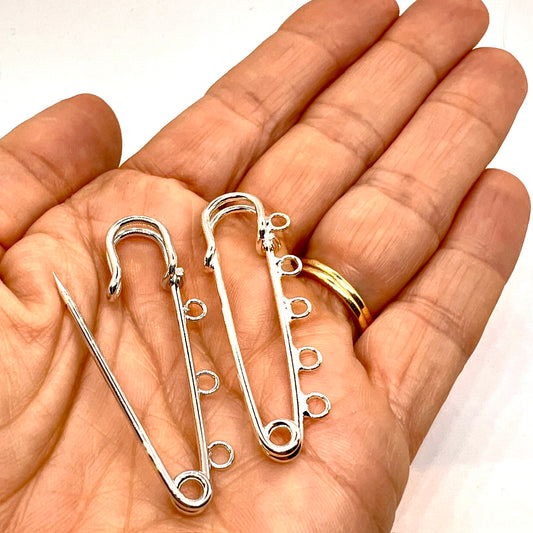 Kilt Pin with 5 Loops 50x16mm- Silver Plated