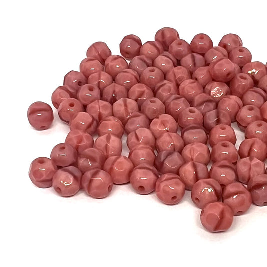 6mm Czech Fire Polish – 74020 - Opaque Vintage Rose x 100