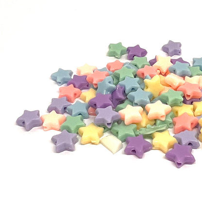 Acrylic Star Beads - 8mm - Large Hole - Mixed Colours - Pack of 100