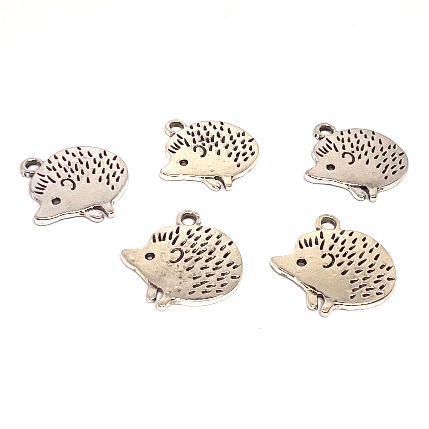 Silver Plated Baby Hedgehog Charm 20x20mm - Pack of 5