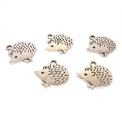 Silver Plated Baby Hedgehog Charm 20x20mm - Pack of 5