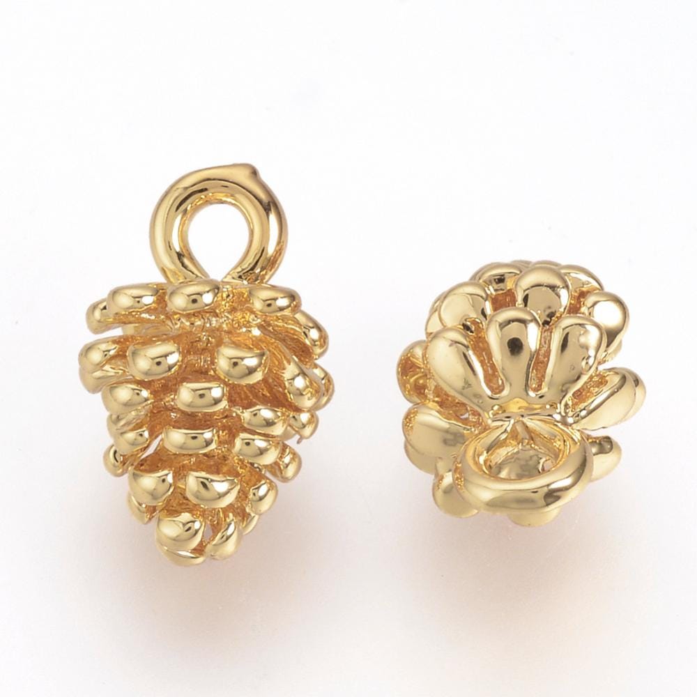18k Gold Plated Pine Cone Charm 18x12mm - Pack of 2