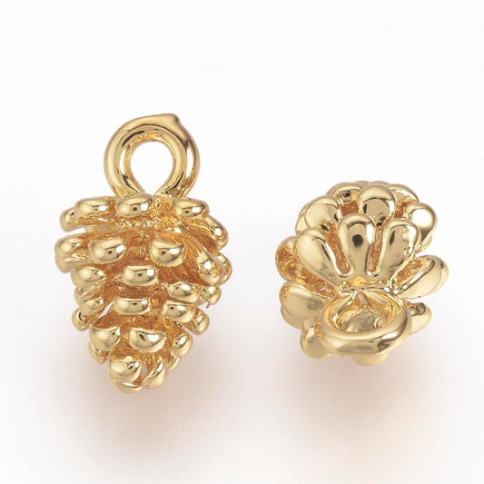 18k Gold Plated Pine Cone Charm 18x12mm - Pack of 2