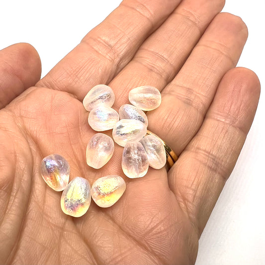 11x7mm Drop Melon Beads - Semi Matte Crystal AB - Priced Per Piece