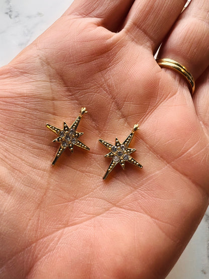 20x17mm Gold Plated Rhinestone Star Pendant