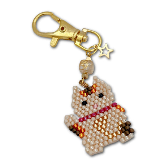 Maneki-Neko Lucky Cat Brick Stitch Charm Kit