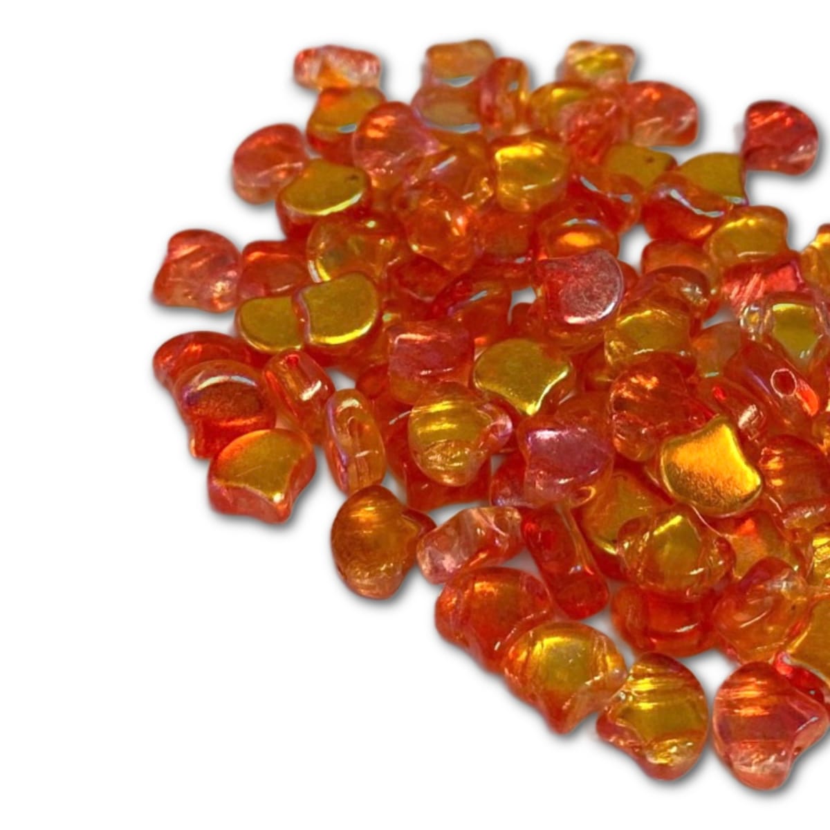 Ginko Beads 7.5mm – 10g Pack (approx 35 beads) – Summer Rainbow Orange