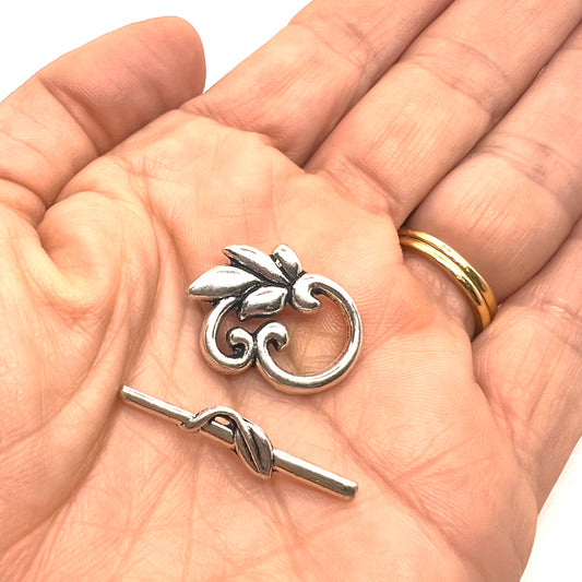 Silver Plated Leaf Toggle 23x17mm