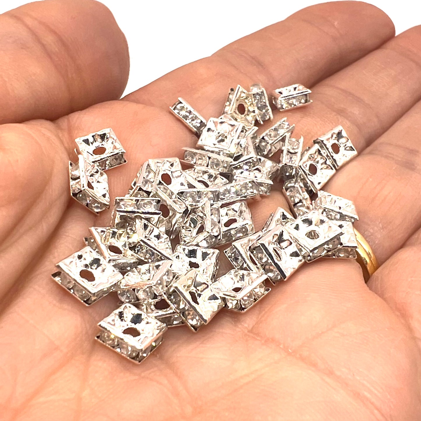 6mm Square Crystal Rondelle Bead - Pack of 6
