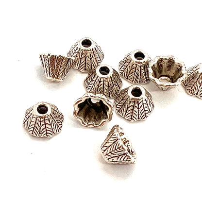 Antique Silver 8x5mm Flower Bead Cone – Bag of 10