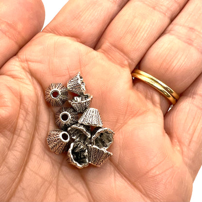 Antique Silver 8x5mm Flower Bead Cone – Bag of 10