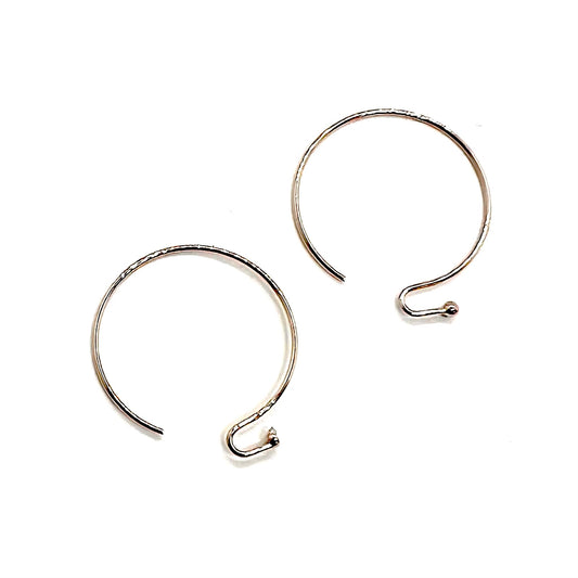 Platinum Plated 21mm Diameter Hoop Earwires - Pair