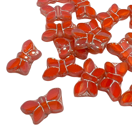 11x20mm Czech Glass Vintage Style Table Cut Butterfly Beads - Sunset - Per Piece