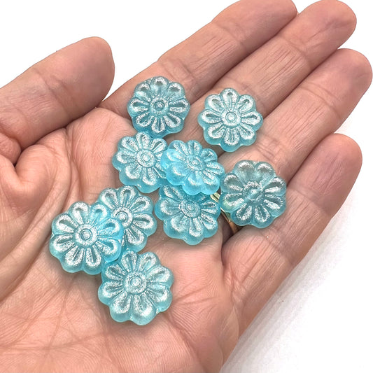 18mm Vintage Daisy Bead – Caribbean Sea – Per Piece